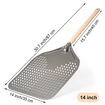 Pelle à Pizza Perforée 30-35 cm | Bord Biseauté | Bois
