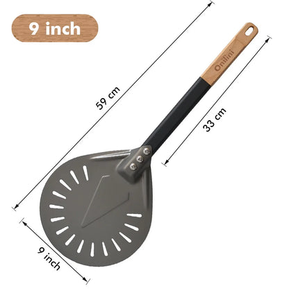 Pelle à Pizza de Rotation Perforée | Manche Bois et Aluminium