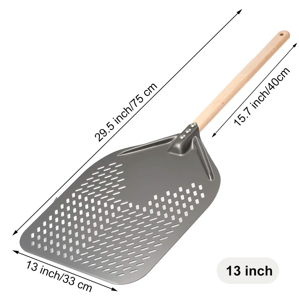 Pelle à Pizza Perforée 30-35 cm | Bord Biseauté | Bois