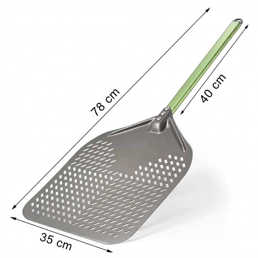 Pelle à Pizza Perforée 30-35 cm | Bord Biseauté | Vert