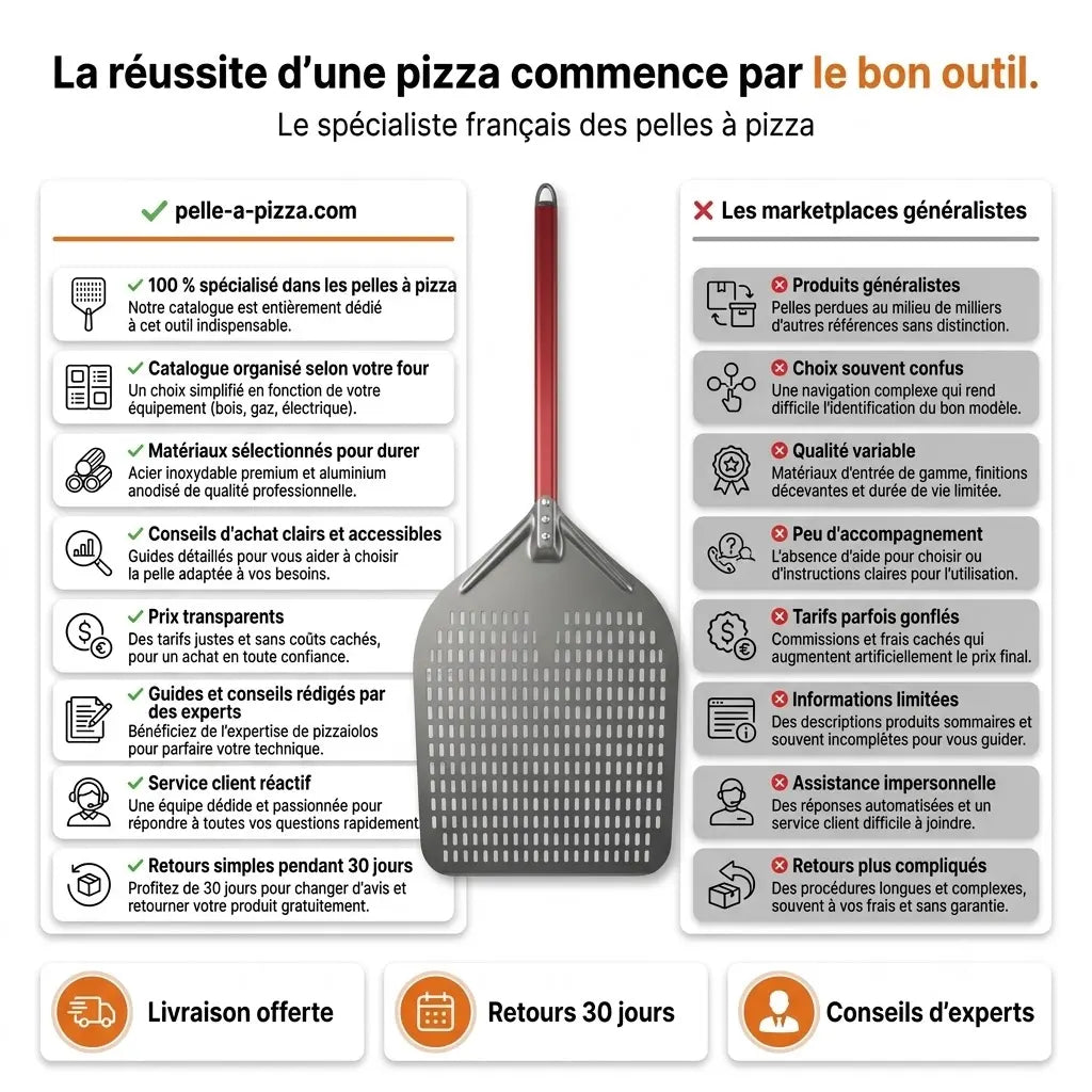 Pelle à Pizza Professionnelle 40 cm | Aluminium Anodisé