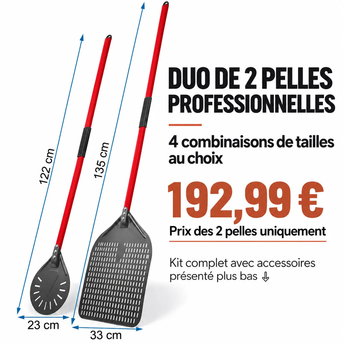 Kit Pelle à Pizza professionnel | Rouge