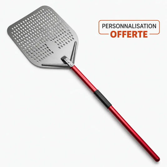 Longue Pelle à Pizza Perforée 30–35 cm | Manche Rouge