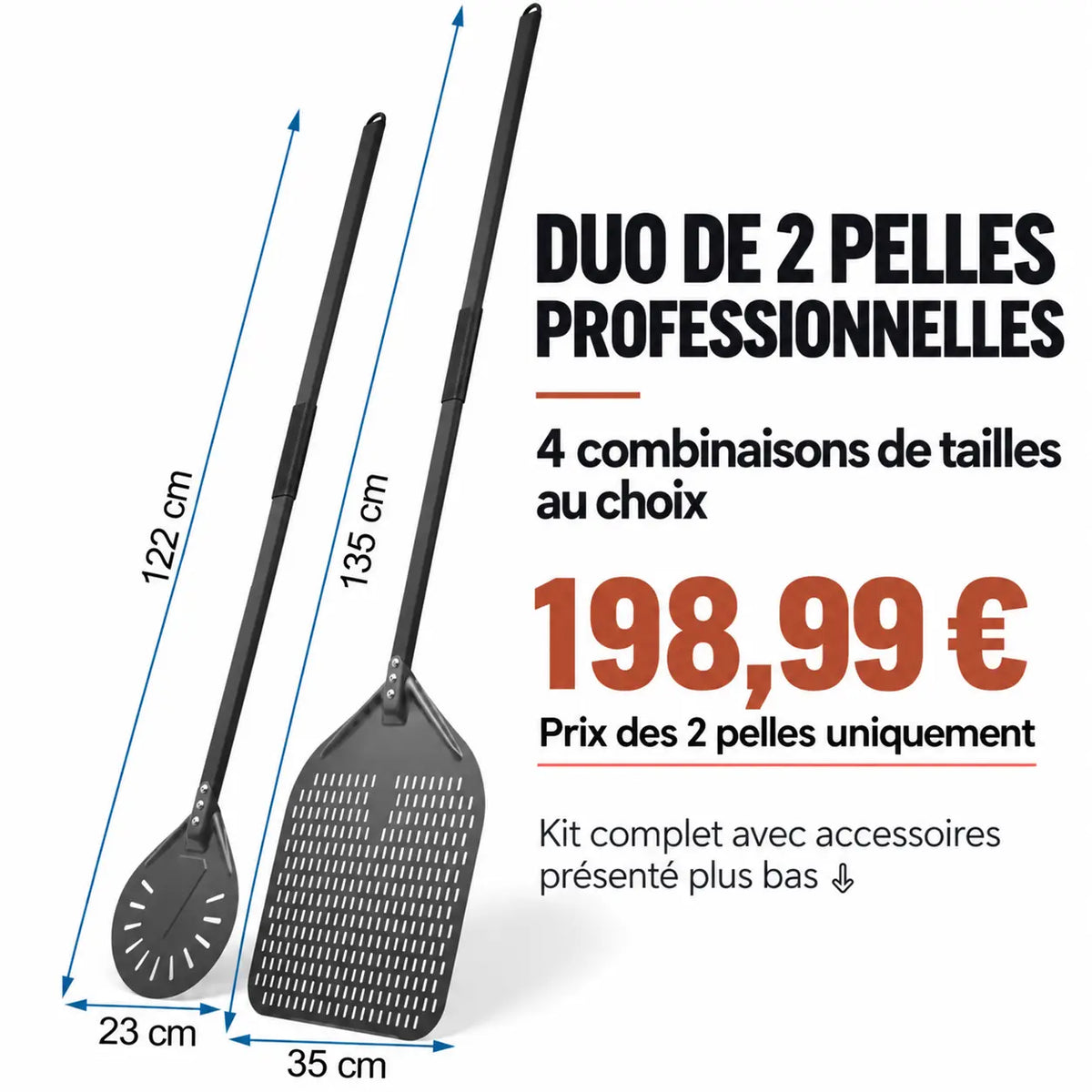Kit Pelle à Pizza professionnel | Noir
