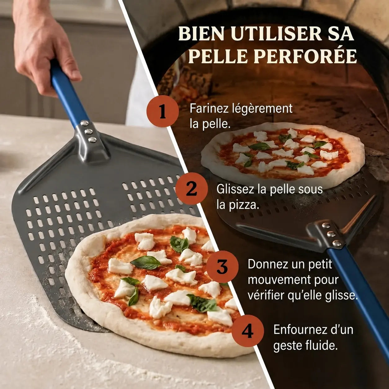 Pelle à Pizza Perforée 30–35 cm | Aluminium
