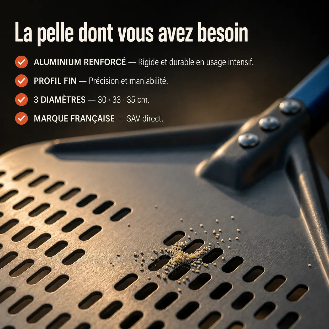 Pelle à Pizza Perforée 30–35 cm | Aluminium