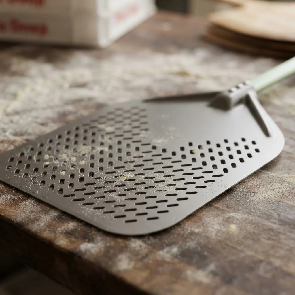 Pelle à Pizza Perforée 30-35 cm | Bord Biseauté | Vert