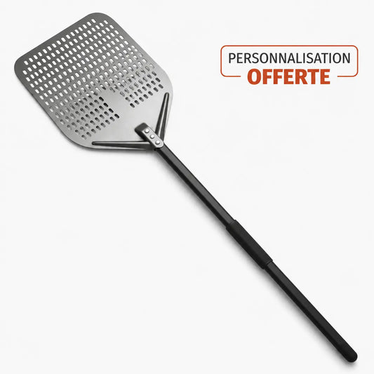 Longue Pelle à Pizza Perforée 30–35 cm | Manche Noir
