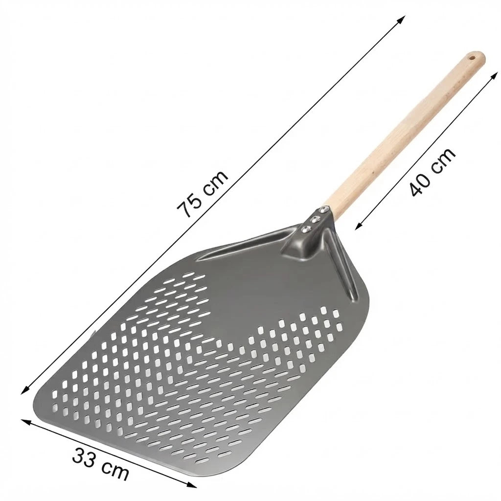 Pelle à Pizza Perforée 30-35 cm | Bord Biseauté | Bois