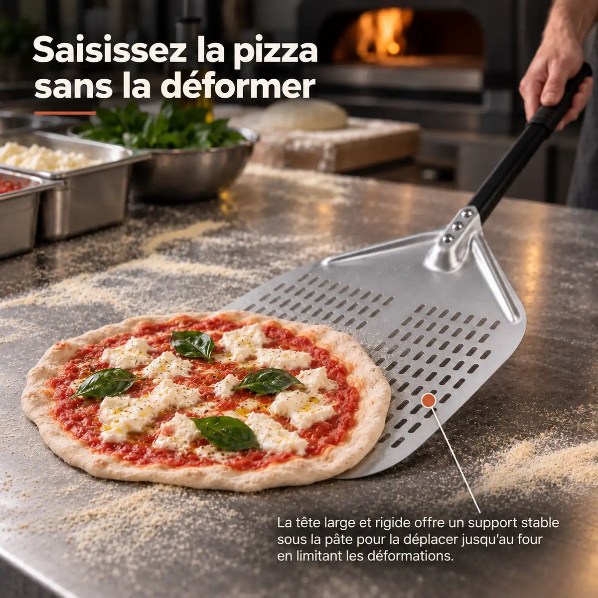 Pelle à Pizza Perforée 30–35 cm | Antidérapante