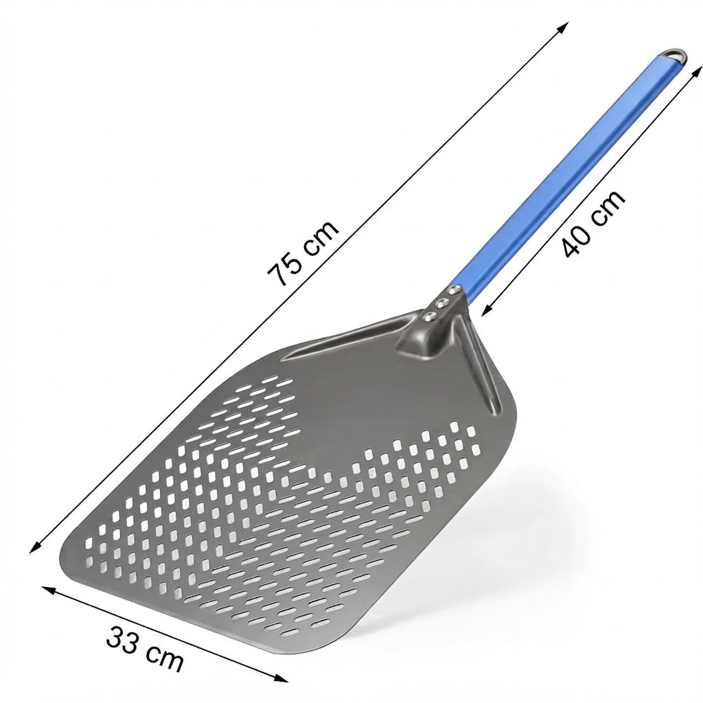 Pelle à Pizza Perforée 30-35 cm | Bord Biseauté | Bleu