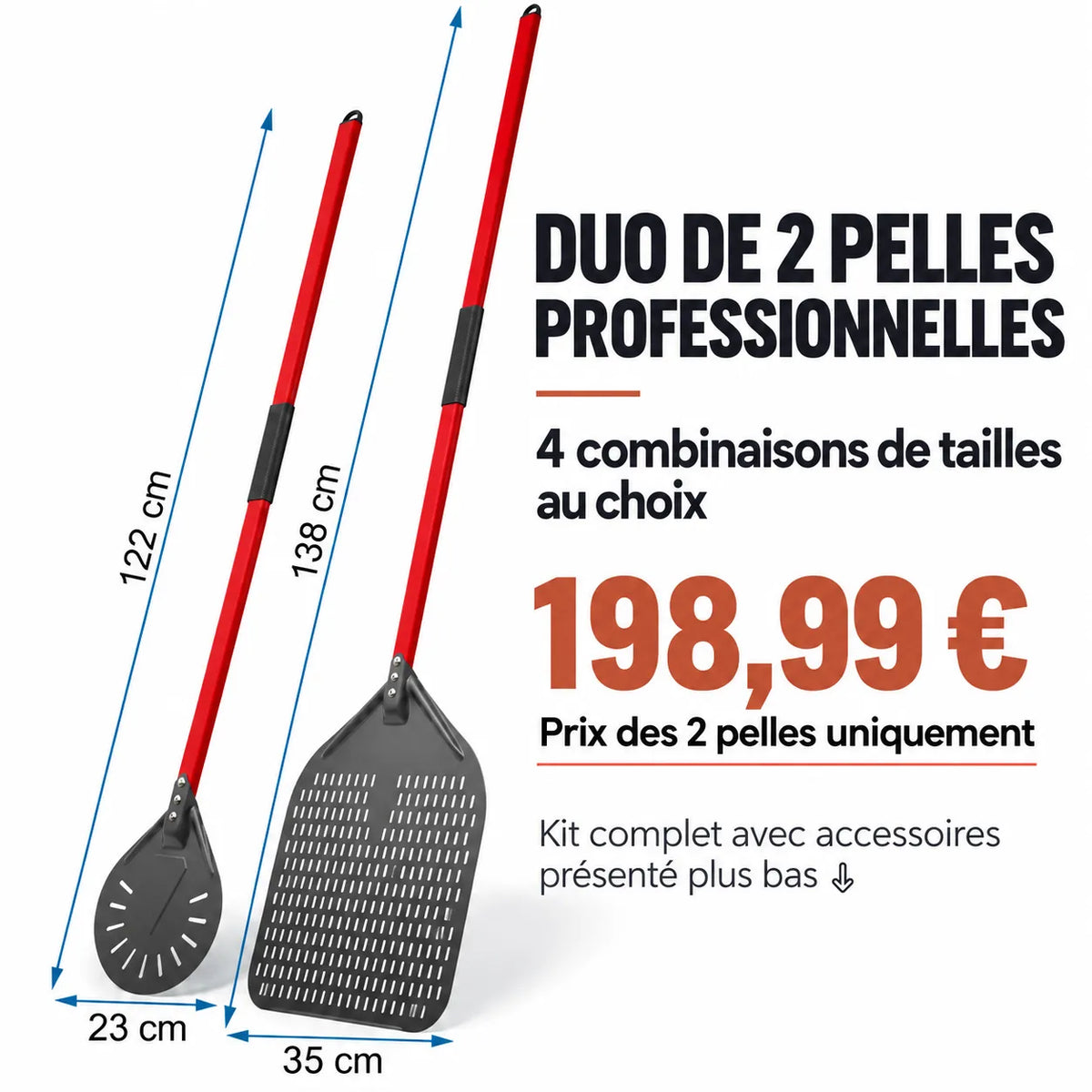 Kit Pelle à Pizza professionnel | Rouge