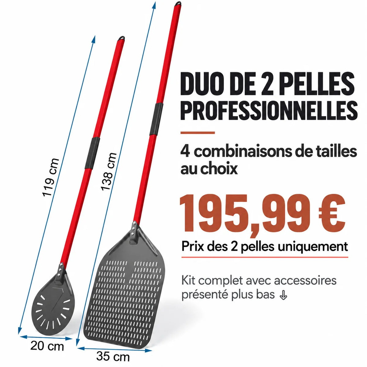 Kit Pelle à Pizza professionnel | Rouge