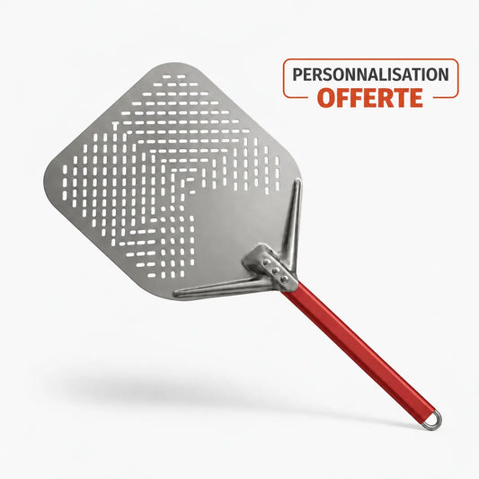 Pelle à Pizza Perforée 30-35 cm | Anodisé Dur | Rouge