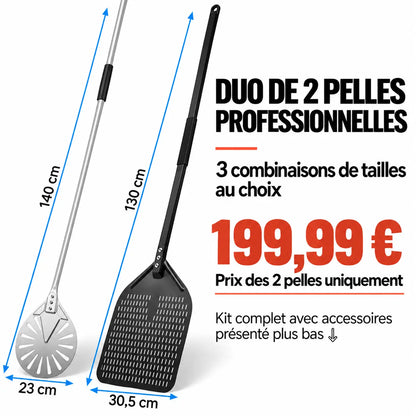 Set Pelle à Pizza professionnel | Aluminium anodisé dur et inox 304