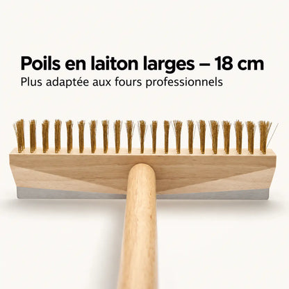 Brosse Four à Pizza En Laiton + Grattoir | Manche en bois