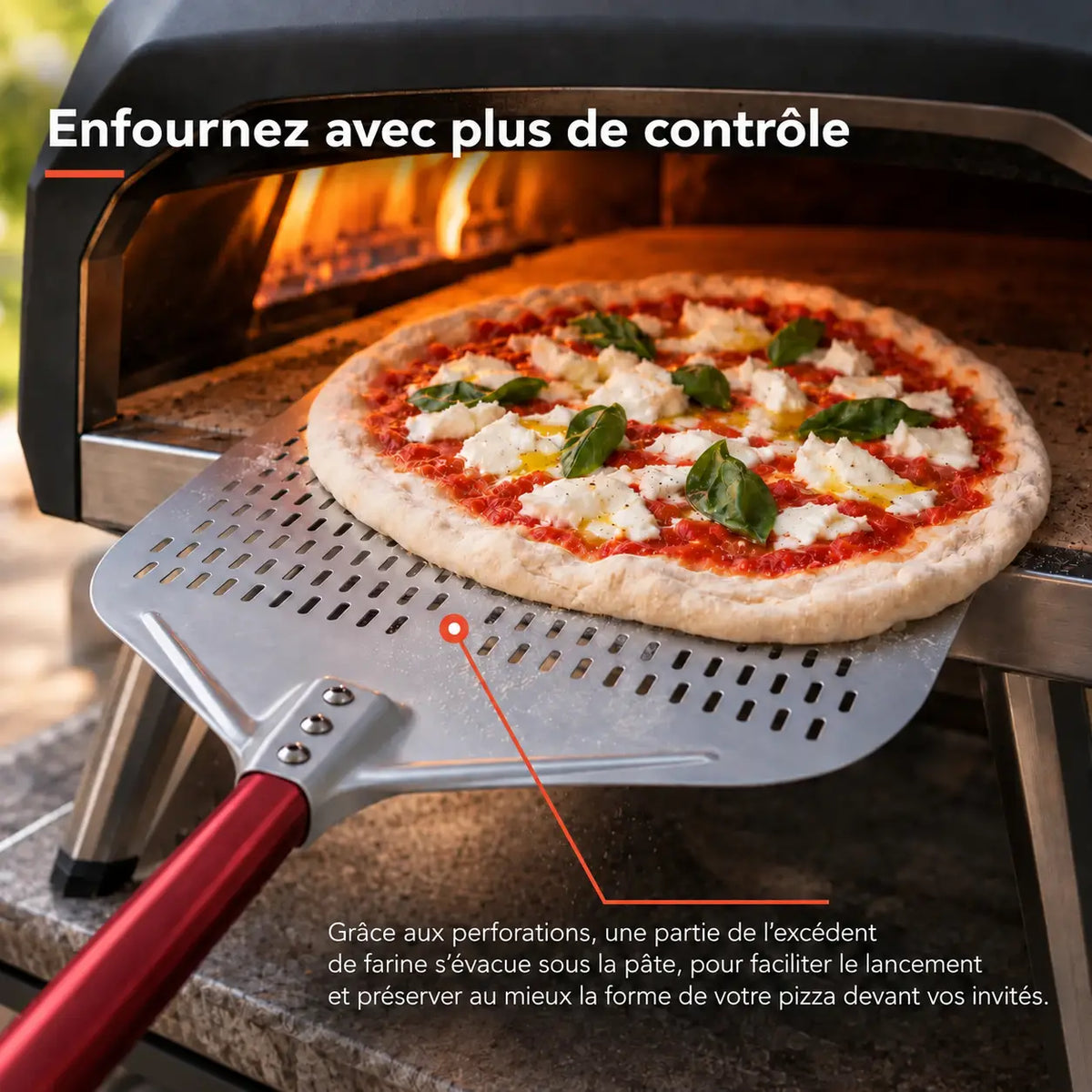 Pelle à Pizza Perforée 40 cm | Aluminium Rouge