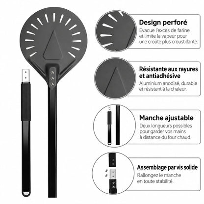Pelle à pizza de rotation 25 cm | Manche Démontable