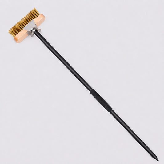 Brosse Four à Pizza En Laiton Noir + Grattoir | Manche 100 cm