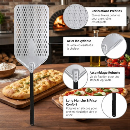 Pelle Rectangulaire 30x58 cm Perforée | Pour Pizza alla Pala et Focaccia
