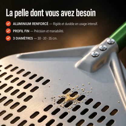 Pelle à Pizza Perforée 30–35 cm | Aluminium Vert