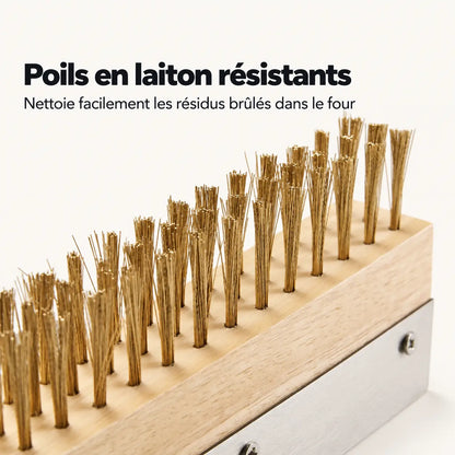 Brosse Four à Pizza En Laiton + Grattoir | Manche en bois