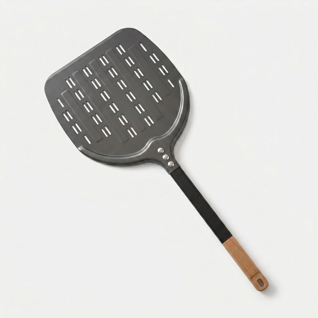 Pelle à pizza perforée 30 cm - Forme Pomme | Manche bois et aluminium