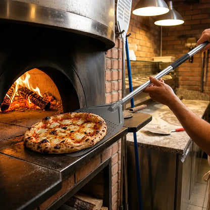 Longue Pelle à Pizza Perforée | Manche Argent