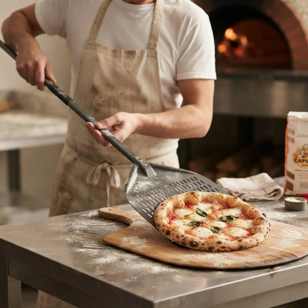 Longue Pelle à Pizza Perforée | Manche Noir
