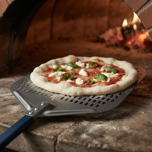 Longue Pelle à Pizza Perforée 30–35 cm | Manche Bleu