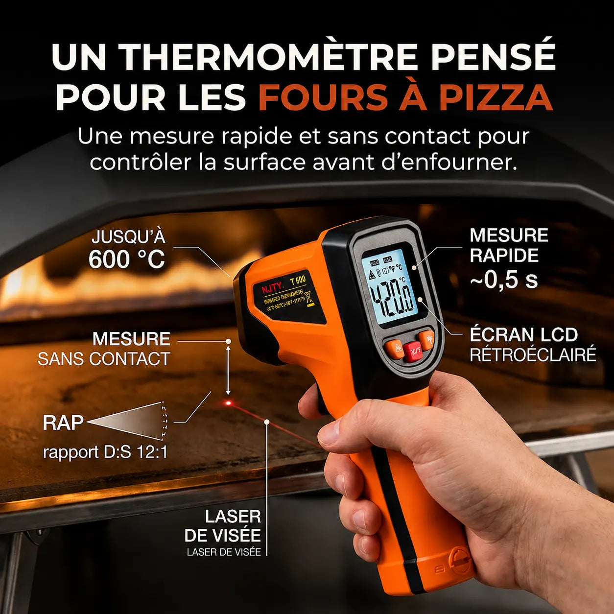 Thermomètre Infrarouge Pizza | jusqu'à 600°C