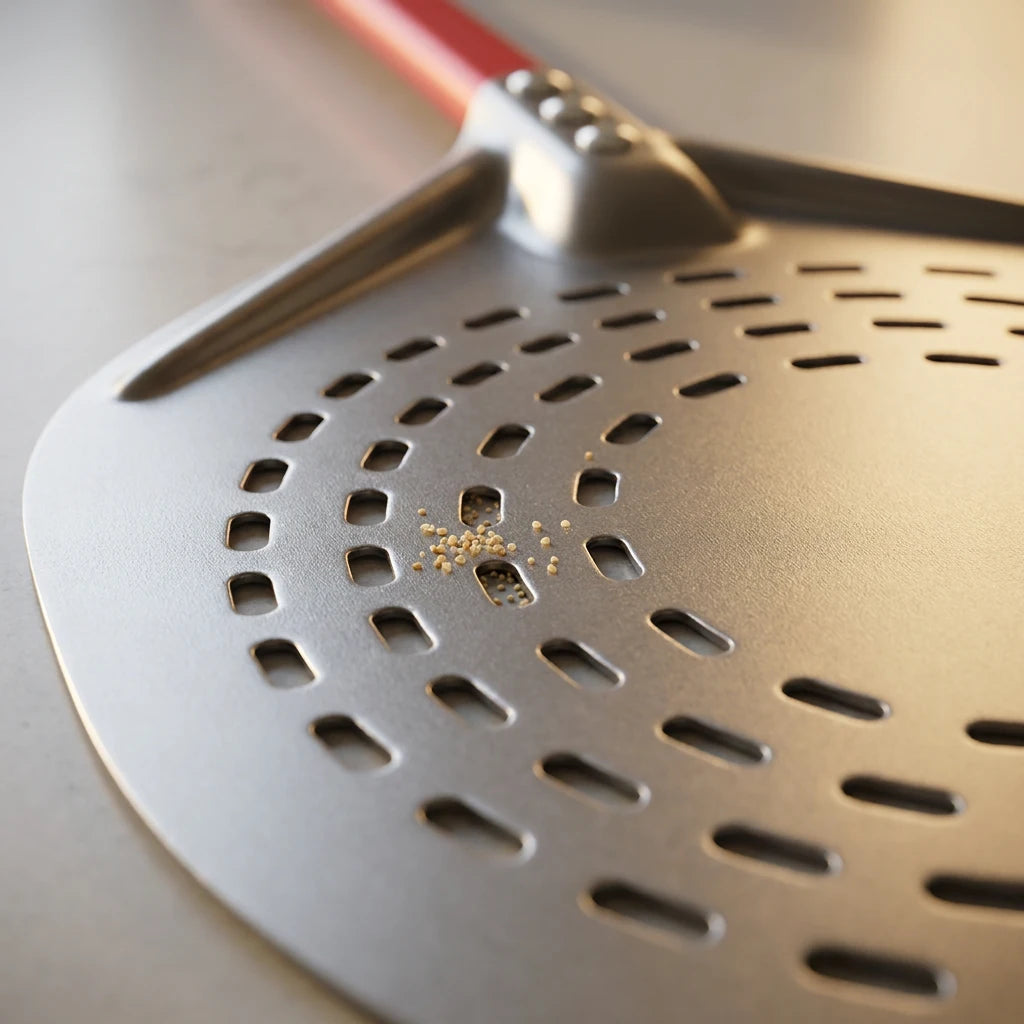 Pelle à Pizza Ronde Perforée 30 cm | Manche Aluminium