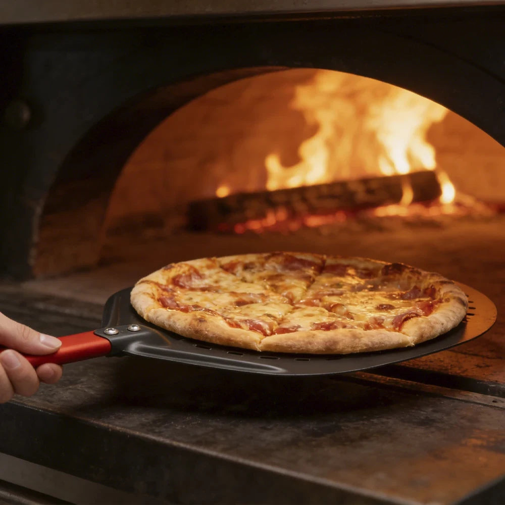 Pelle à Pizza Ronde Perforée 30 cm | Manche Aluminium
