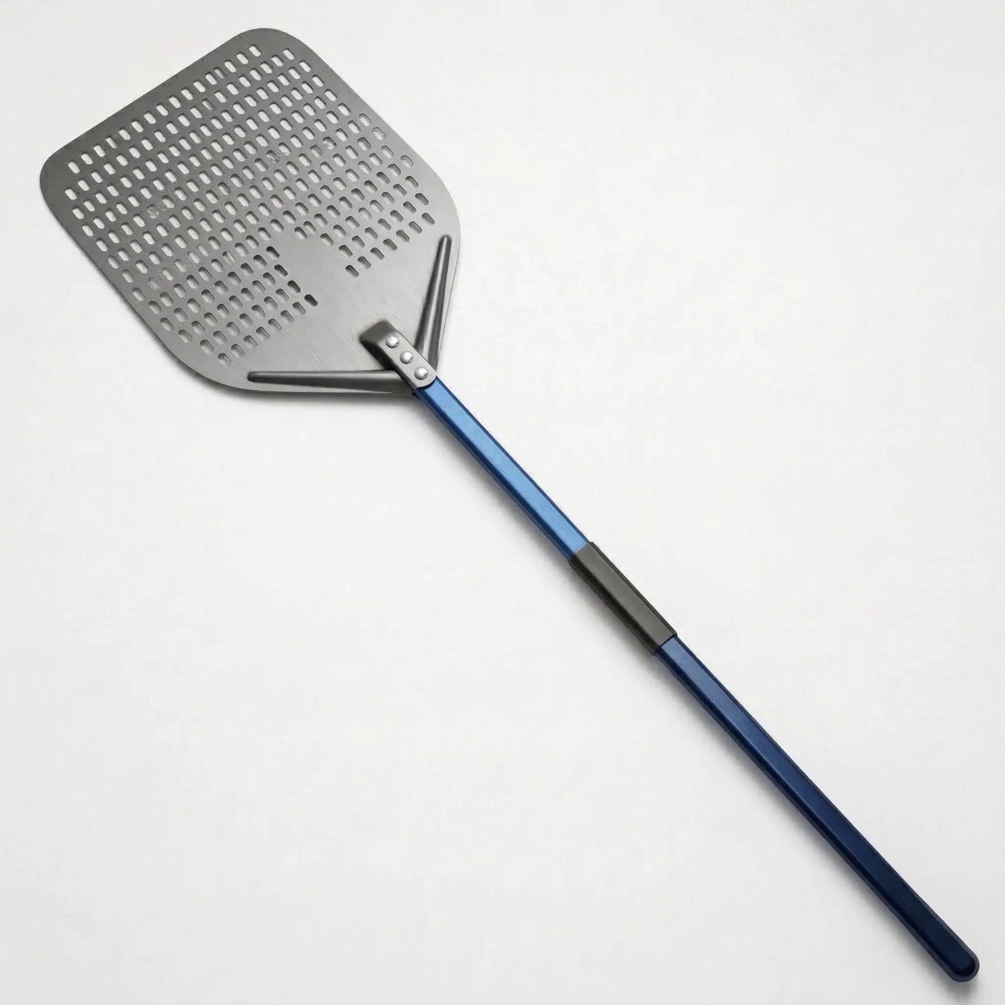 Longue Pelle à Pizza Perforée | Aluminium Anodisé Dur | Manche Bleu