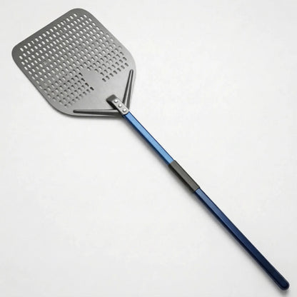 Longue Pelle à Pizza Perforée | Aluminium Anodisé Dur | Manche Bleu