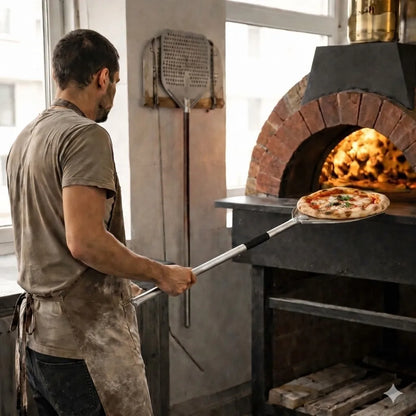 Longue Pelle à Pizza Perforée | Manche Argent