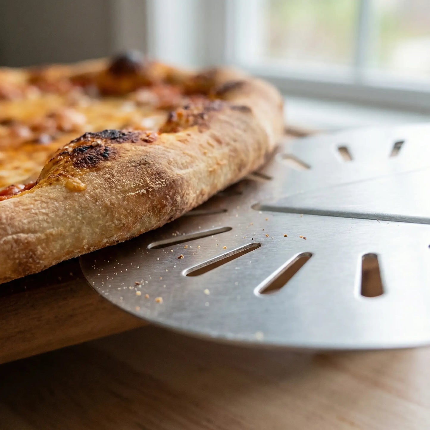 Pelle à pizza en aluminium anodisé | manche bleu