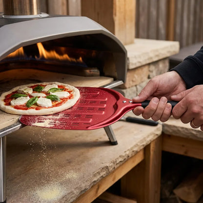 Pelle à Pizza Perforée 30 cm | Aluminium Anodisé Dur - Rouge