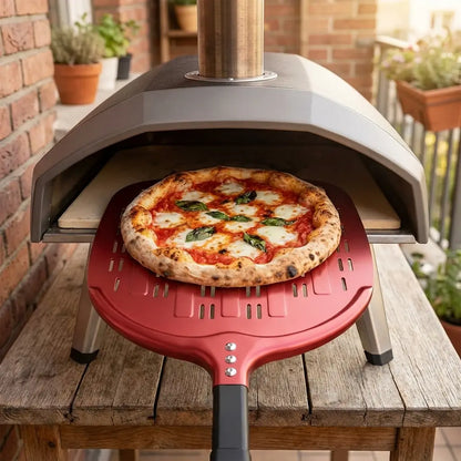 Pelle à Pizza Perforée 30 cm | Aluminium Anodisé Dur - Rouge