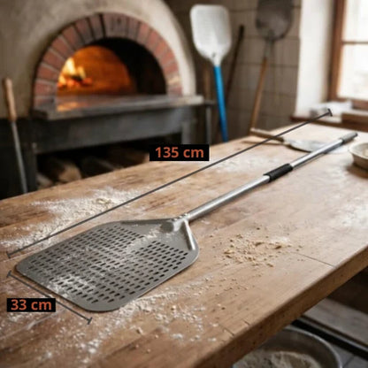 Longue Pelle à Pizza Perforée | Manche Argent