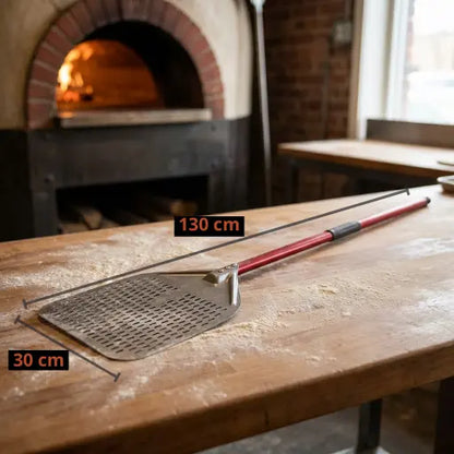 Longue Pelle à Pizza Perforée | Manche Rouge