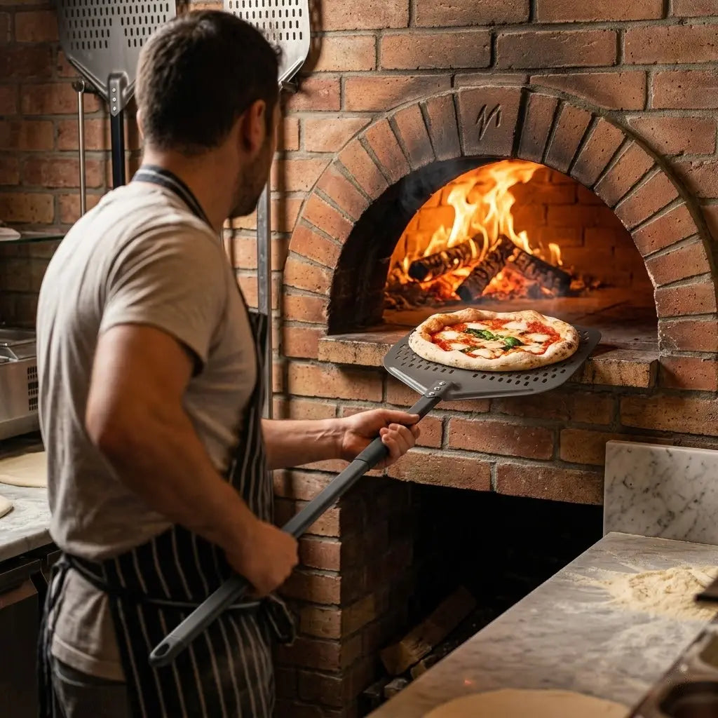 Longue Pelle à Pizza Perforée | Manche Noir