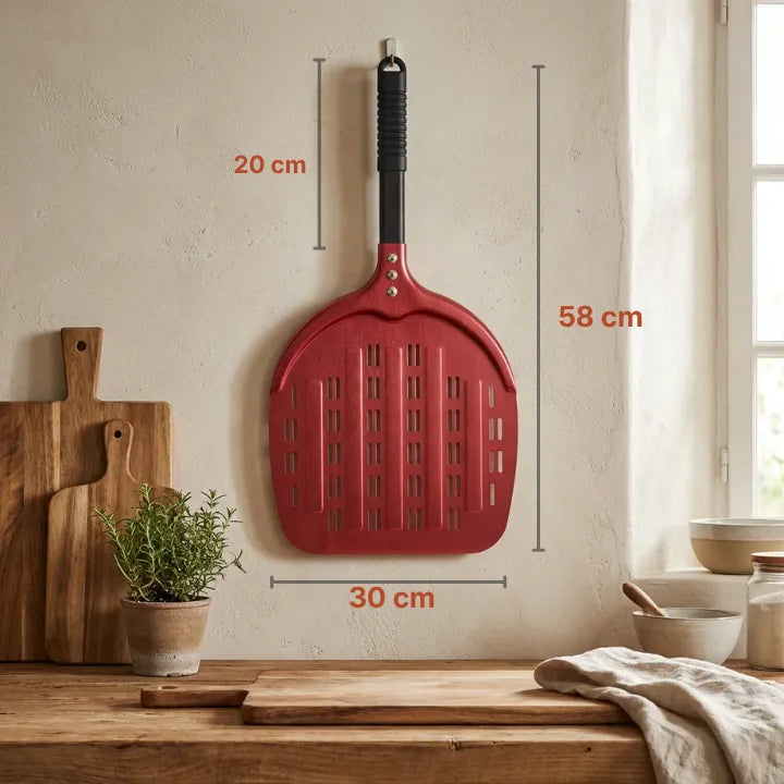 Pelle à Pizza Perforée 30 cm | Aluminium Anodisé Dur - Rouge