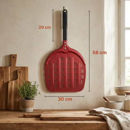 Pelle à Pizza Perforée 30 cm | Aluminium Anodisé Dur - Rouge