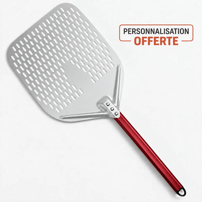 Pelle à pizza grand format de 40 cm en aluminium avec manche rouge