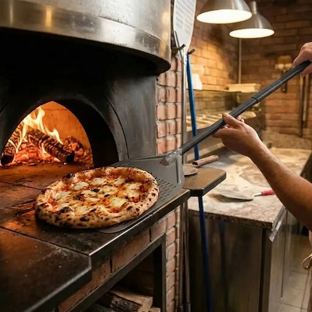Longue Pelle à Pizza Perforée | Manche Noir