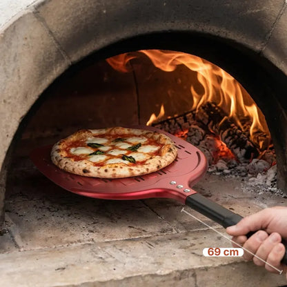 Pelle à Pizza Perforée 30 cm | Aluminium Anodisé Dur - Rouge