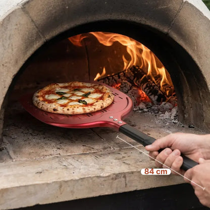 Pelle à Pizza Perforée 30 cm | Aluminium Anodisé Dur - Rouge