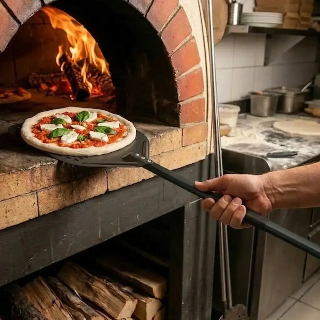 Longue Pelle à Pizza Perforée | Manche Noir